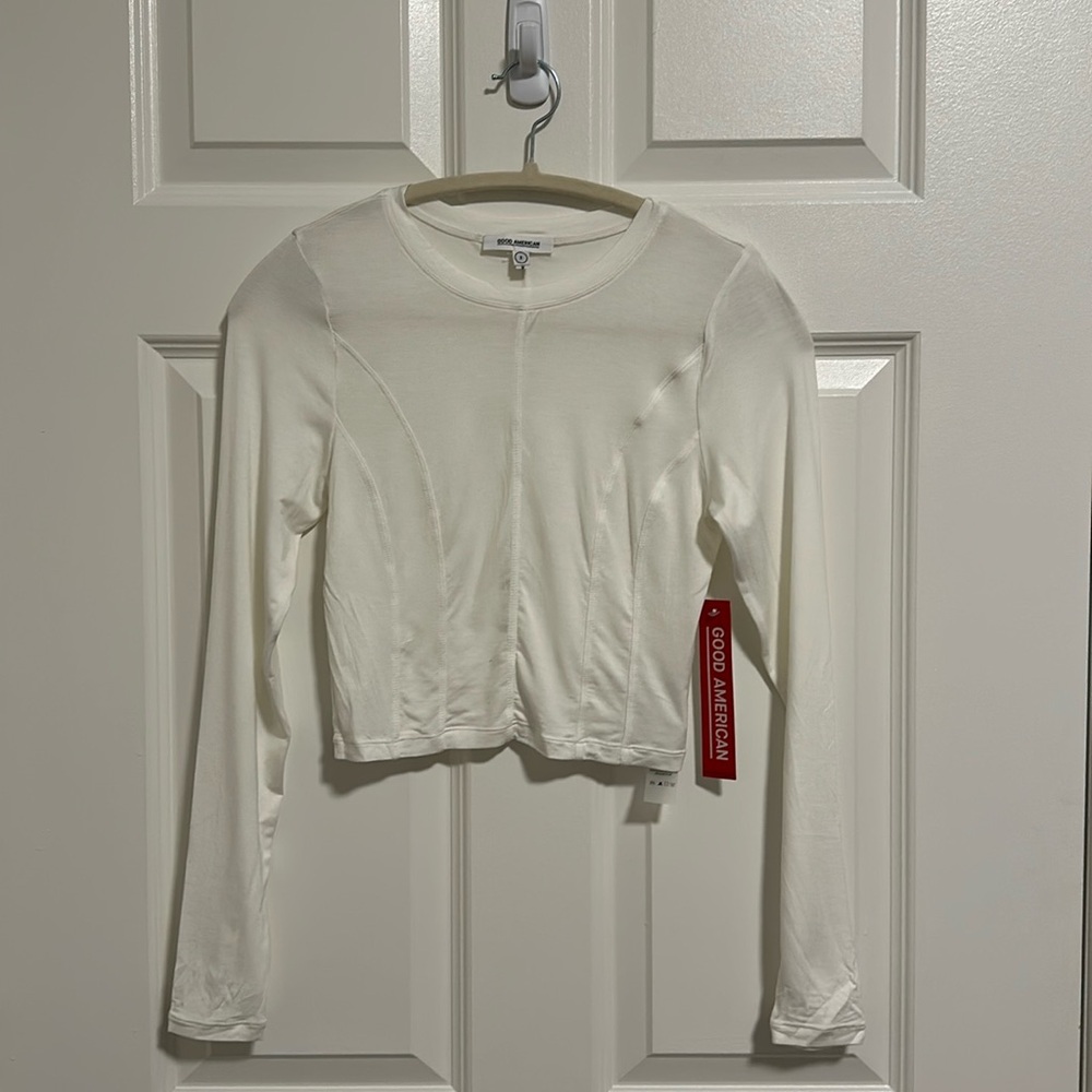 NWT Good American | White long sleeved crop top